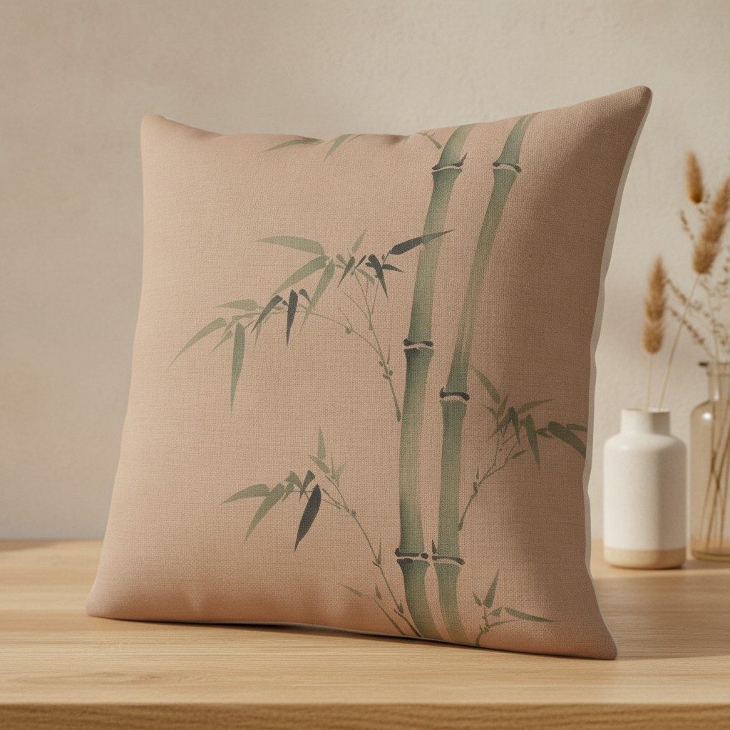 Bamboo Cushion, Warm Clay — styled 2
