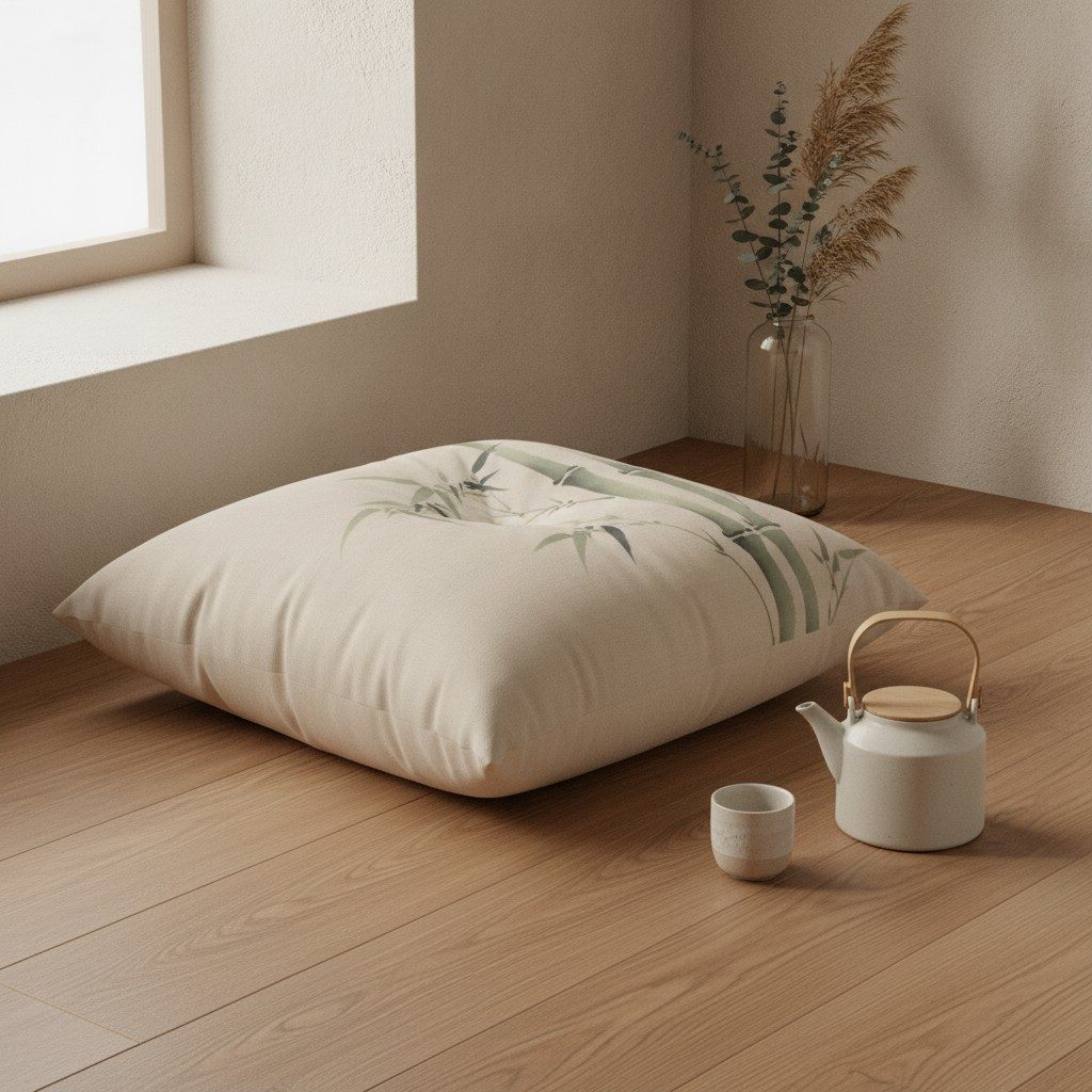 Bamboo Floor Cushion — styled 1