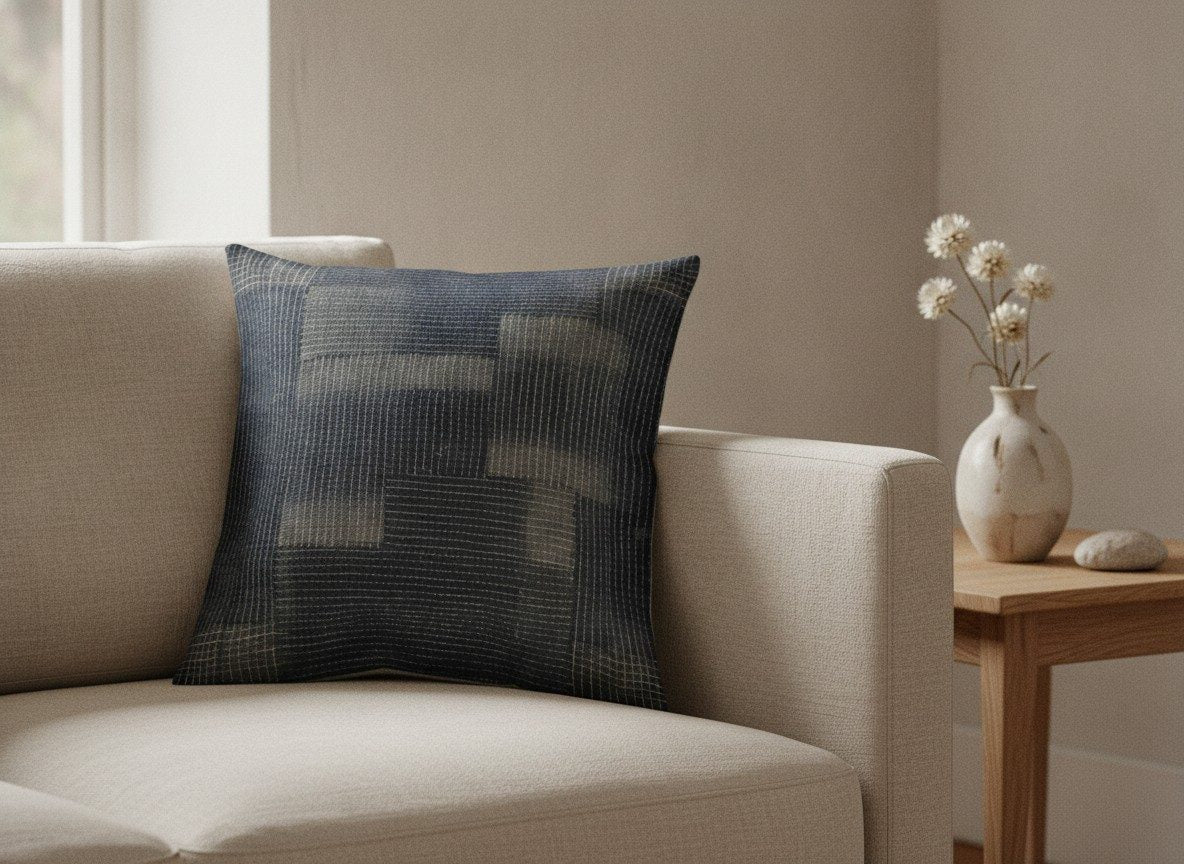 Boro & Sashiko Cushion — styled 1