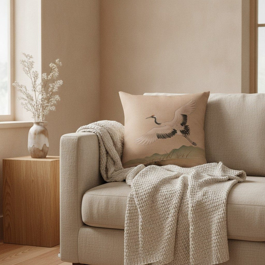 Crane Cushion, Warm Clay — styled 1