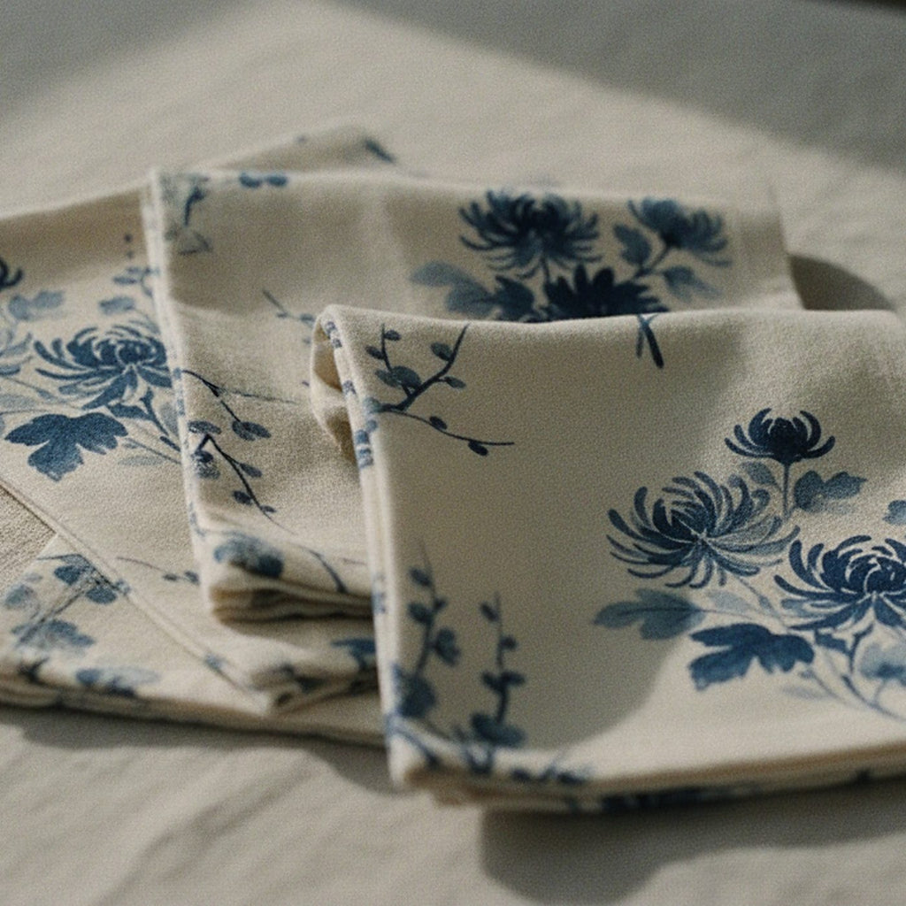 Indigo Bloom Cloth Napkins, Set of 4 — styled 1