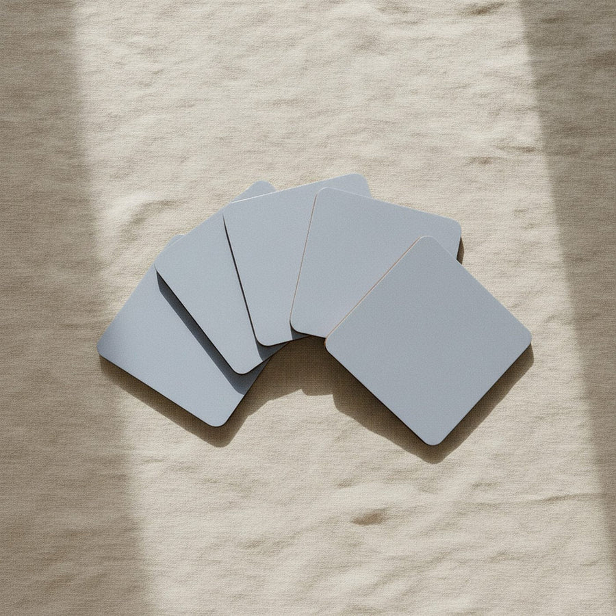 Indigo Bloom Coasters, Set of 4 — styled 1