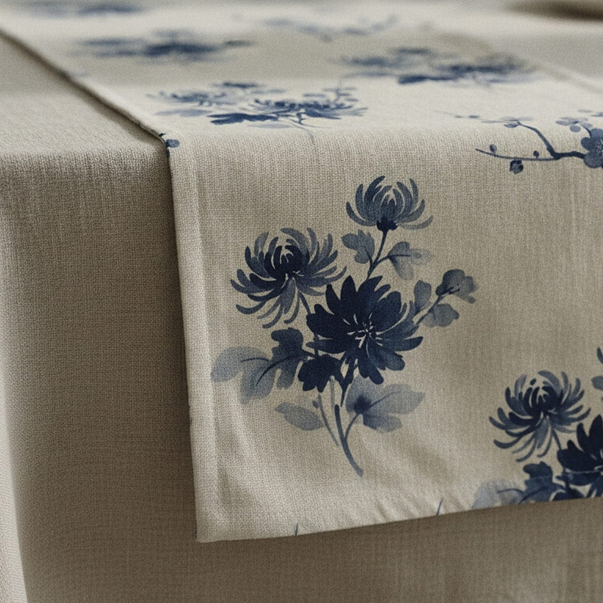 Indigo Bloom Table Runner — styled 1