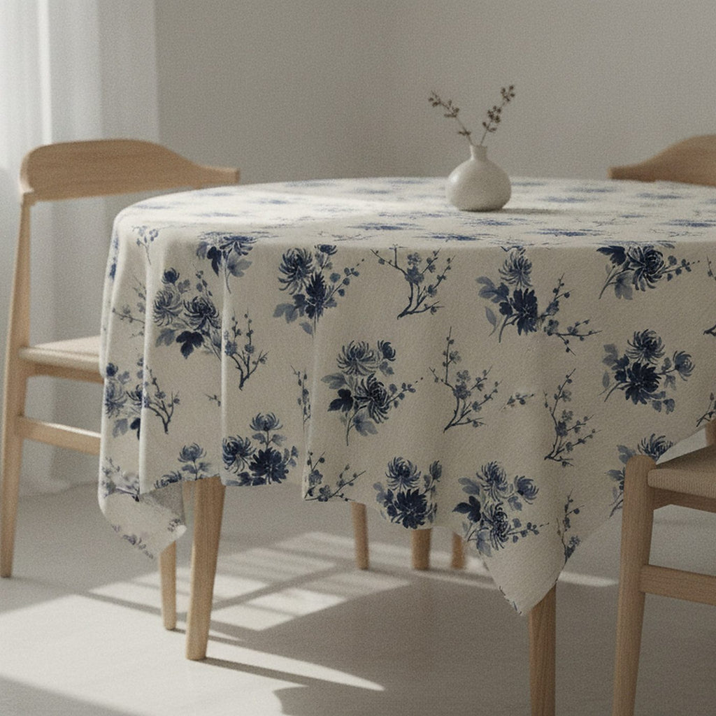 Indigo Bloom Tablecloth — styled 2