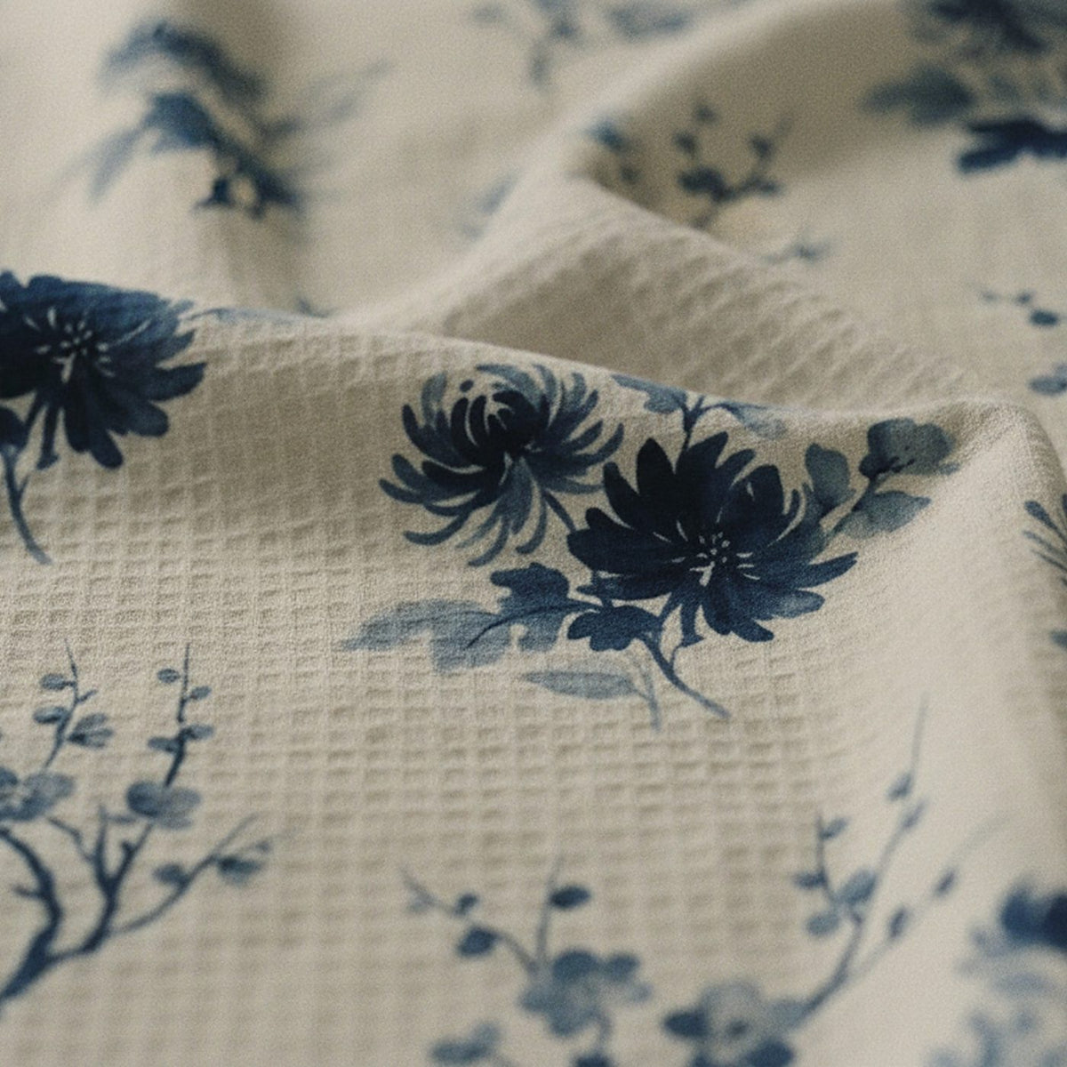 Indigo Bloom Tea Towel — styled 1