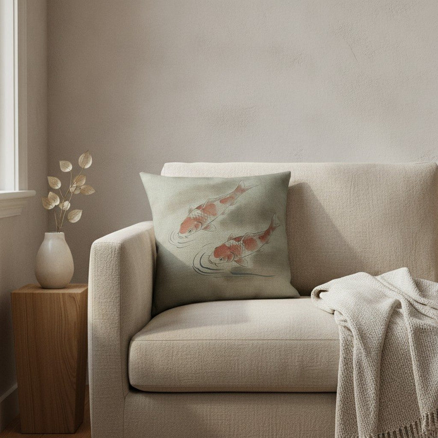 Koi Cushion, Soft Sage — styled 1