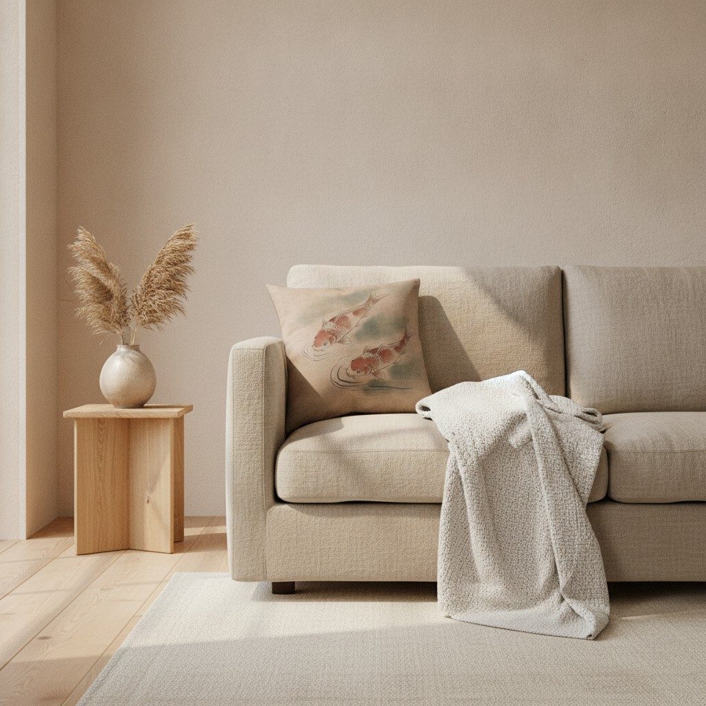 Koi Cushion, Warm Clay — styled 1