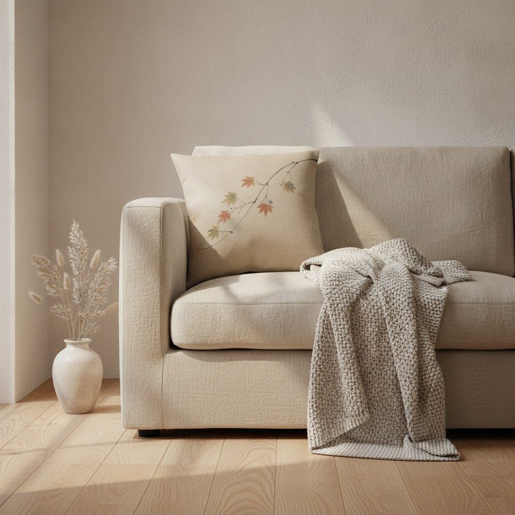 Maple Cushion, Natural Linen — styled 1