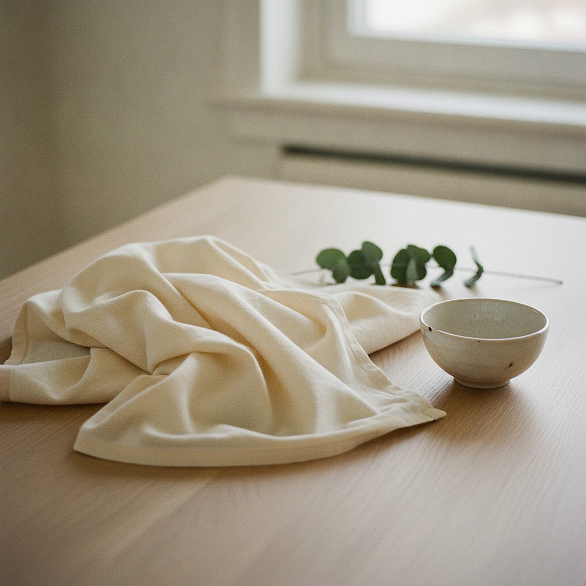 Nordic Folk Tablecloth, Greige Linen-Look Cotton Tablecloth — styled 2