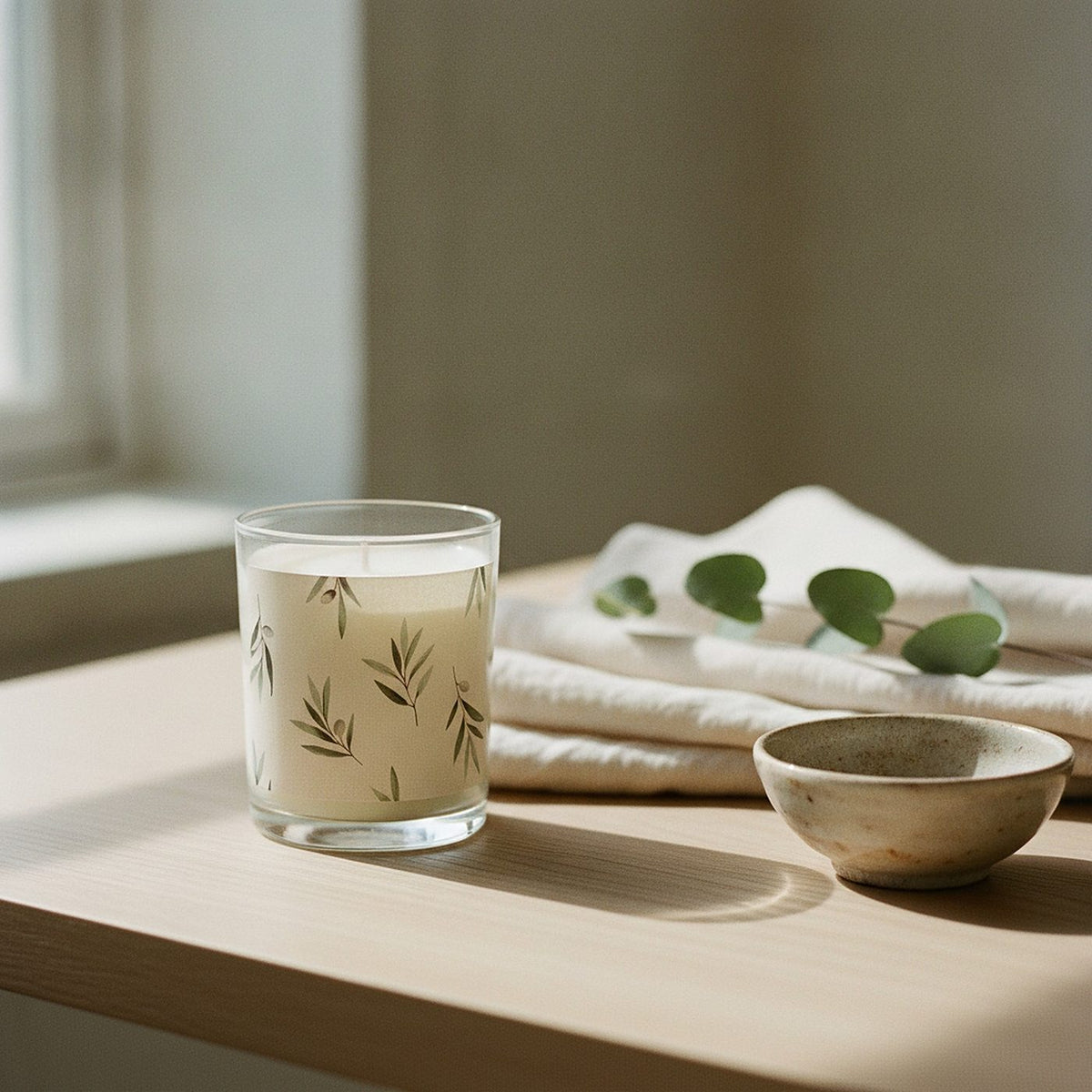 Olive Grove Scented Candle — styled 2