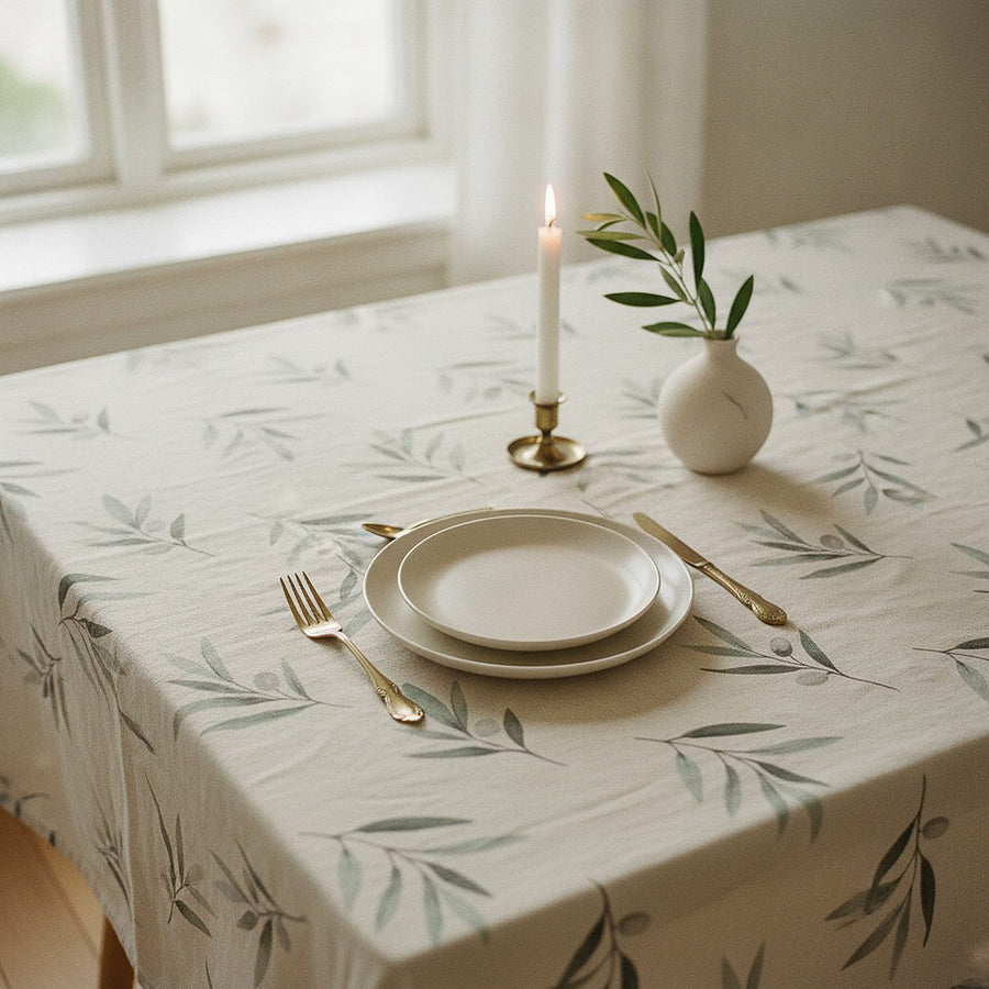Olive Grove Tablecloth — styled 1