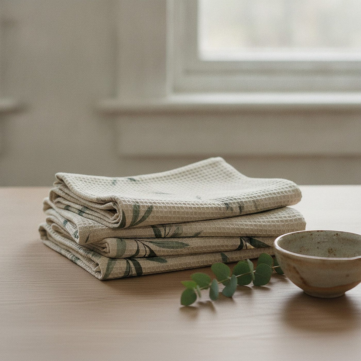 Olive Grove Tea Towel — styled 2