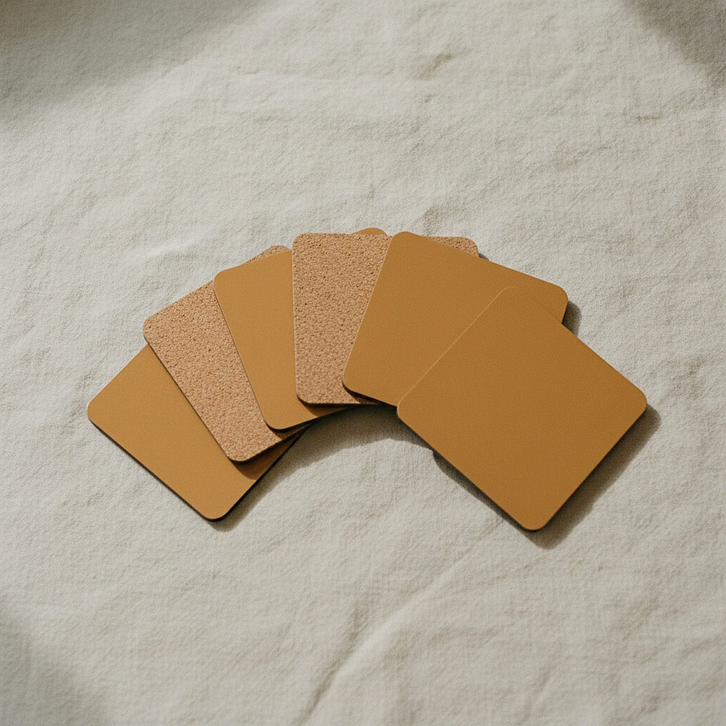 Persimmon Coasters, Set of 4 — styled, 1
