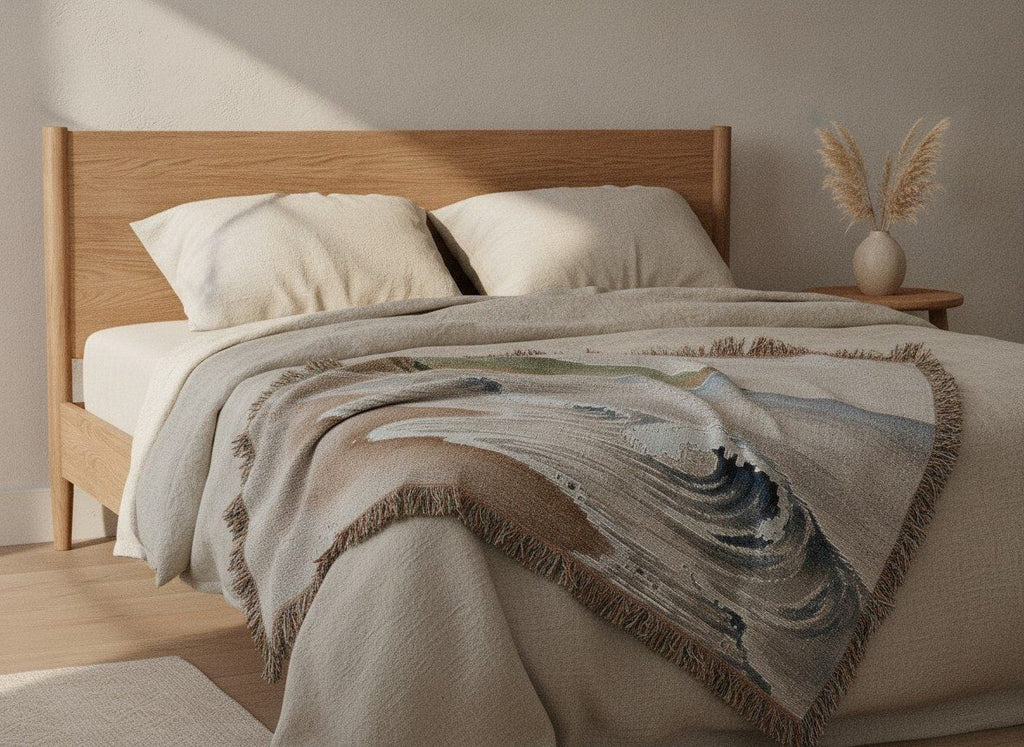 Quiet Shore Woven Throw, Warm Clay — styled 2