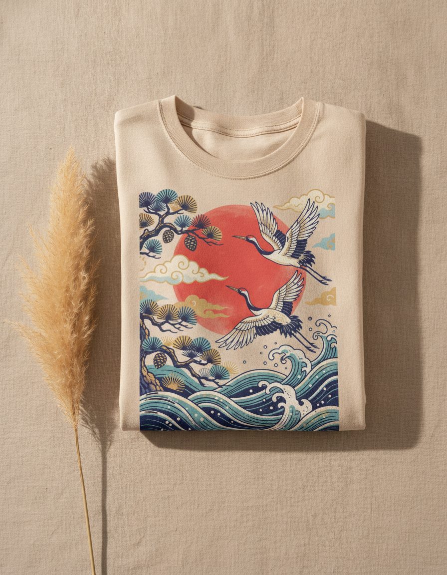 Red-Crowned Cranes — styled 2