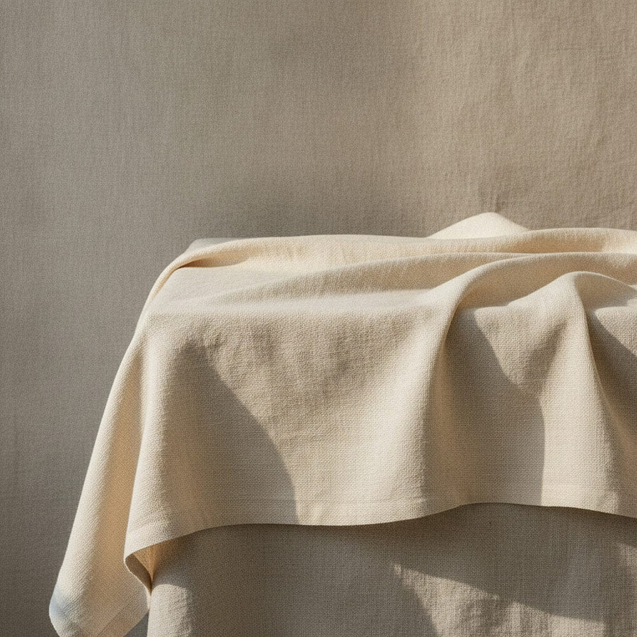 Sakura Tablecloth, Warm Cream — styled 1