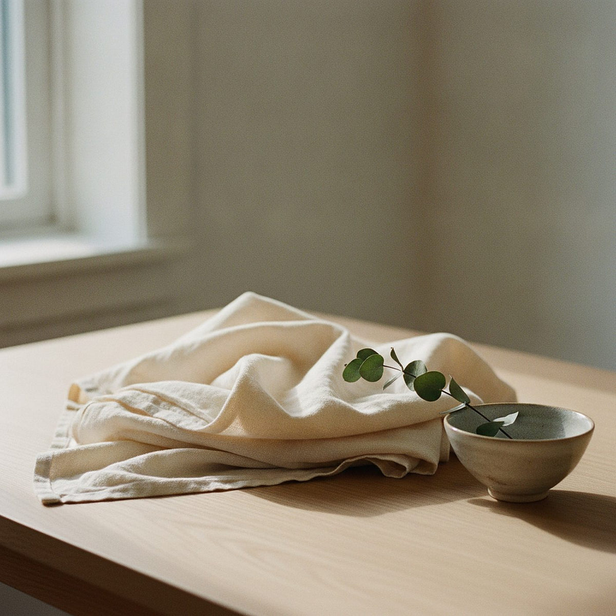 Sakura Tablecloth, Warm Cream — styled 2
