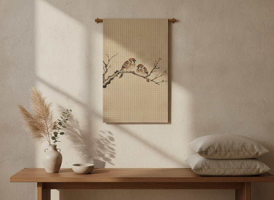 Sparrows Tea Towel — styled 1