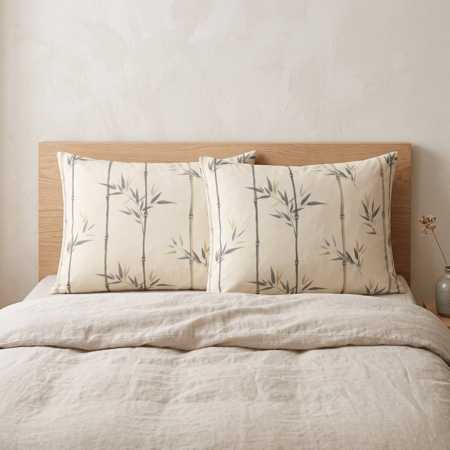 Sumi Cotton Pillow Sham — Calm & Oak, styled in a Japandi room