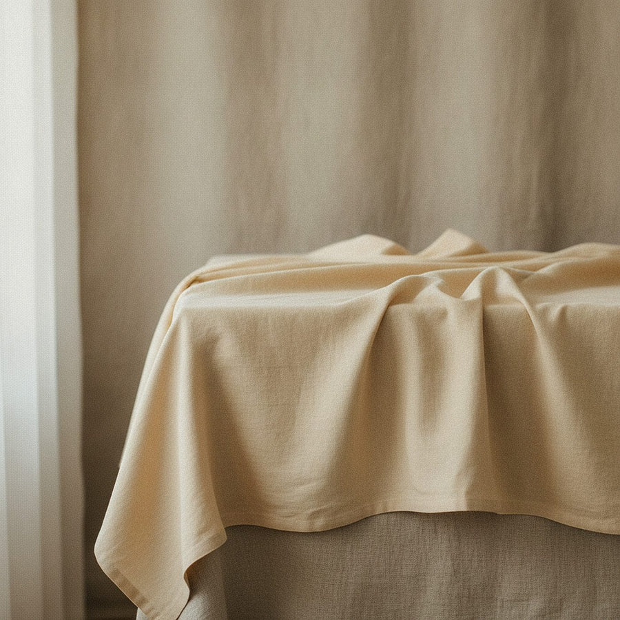 Sumi Tablecloth, Warm Cream — styled 1