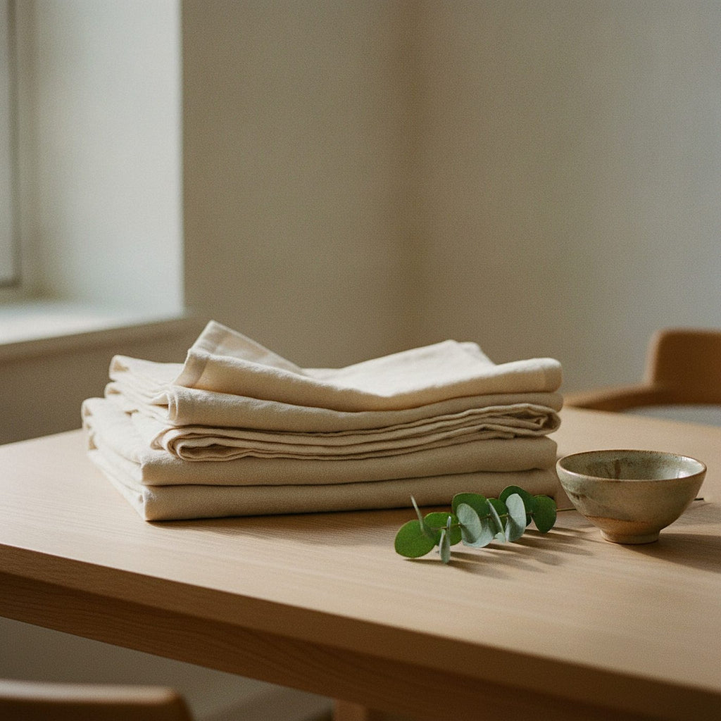 Sumi Tablecloth, Warm Cream — styled 2