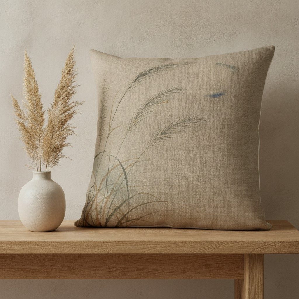 Susuki & Moon Cushion, Natural Linen — styled 2