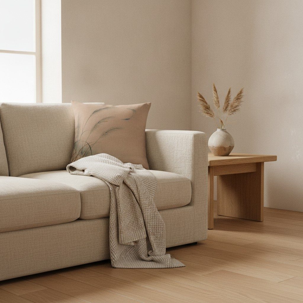 Susuki & Moon Cushion, Warm Clay — styled 1