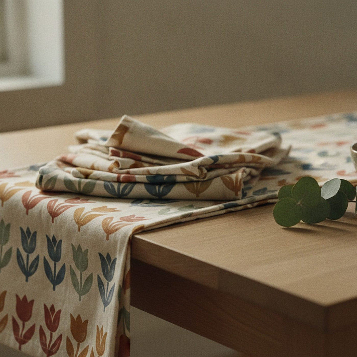 Tulip Market Table Runner — styled 2