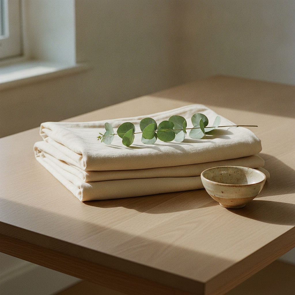 Tulip Market Tablecloth, Oatmeal Linen-Look Cotton Tablecloth — styled 2