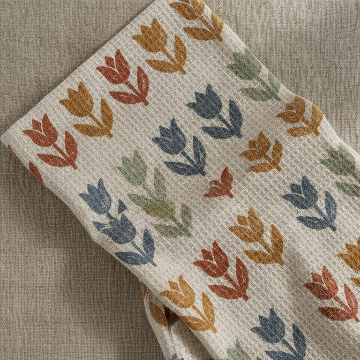 Tulip Market Tea Towel — styled 1