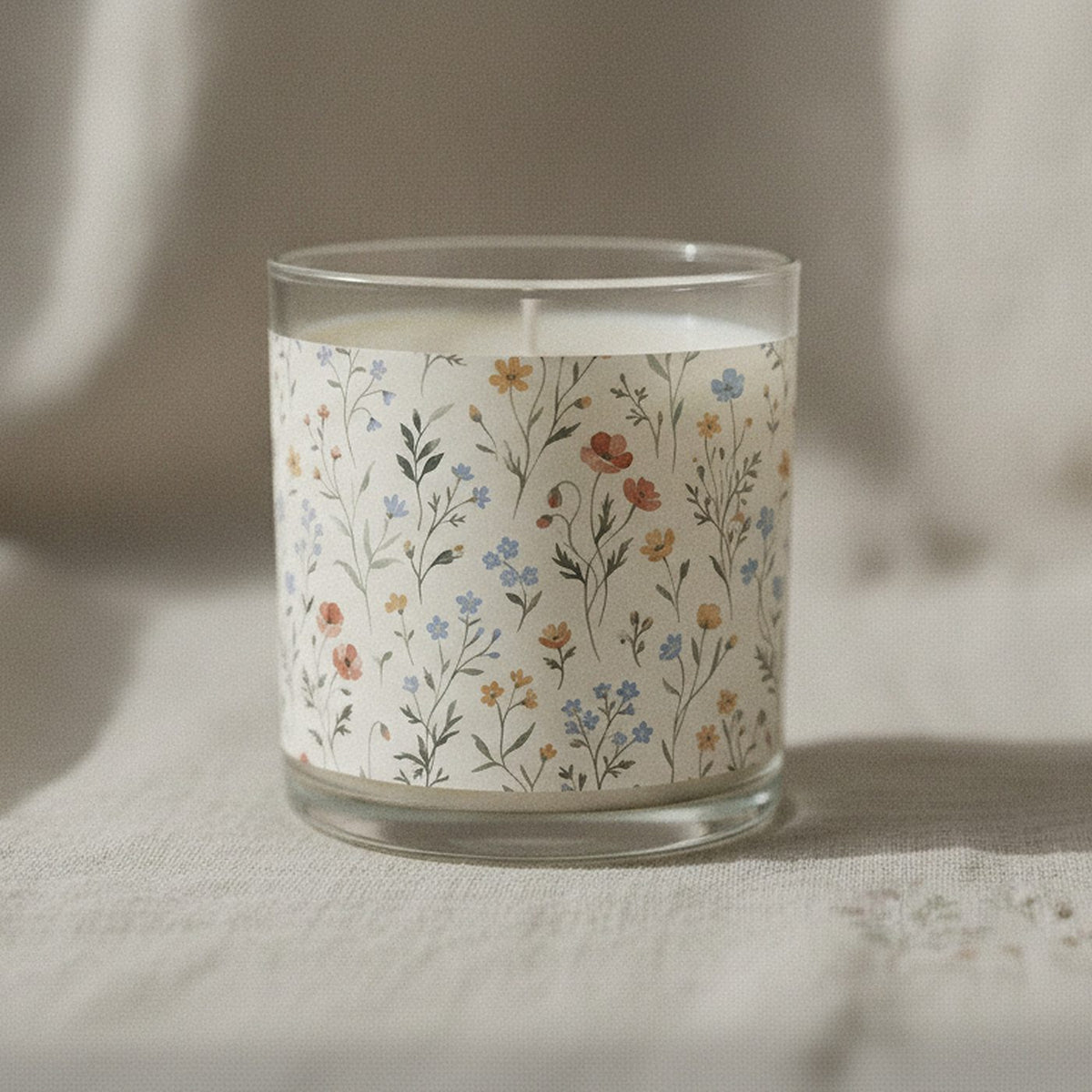 Wild Meadow Scented Candle, Wildflower 11oz Glass Candle — styled 1
