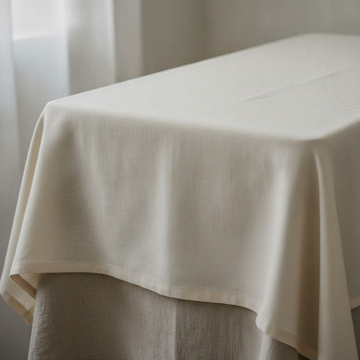 Wild Meadow Tablecloth, Oatmeal Linen-Look Cotton Tablecloth — styled 1