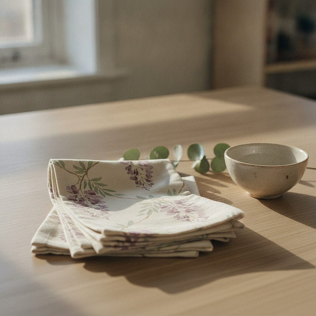 Wisteria Cloth Napkins, Set of 4 — styled, 2
