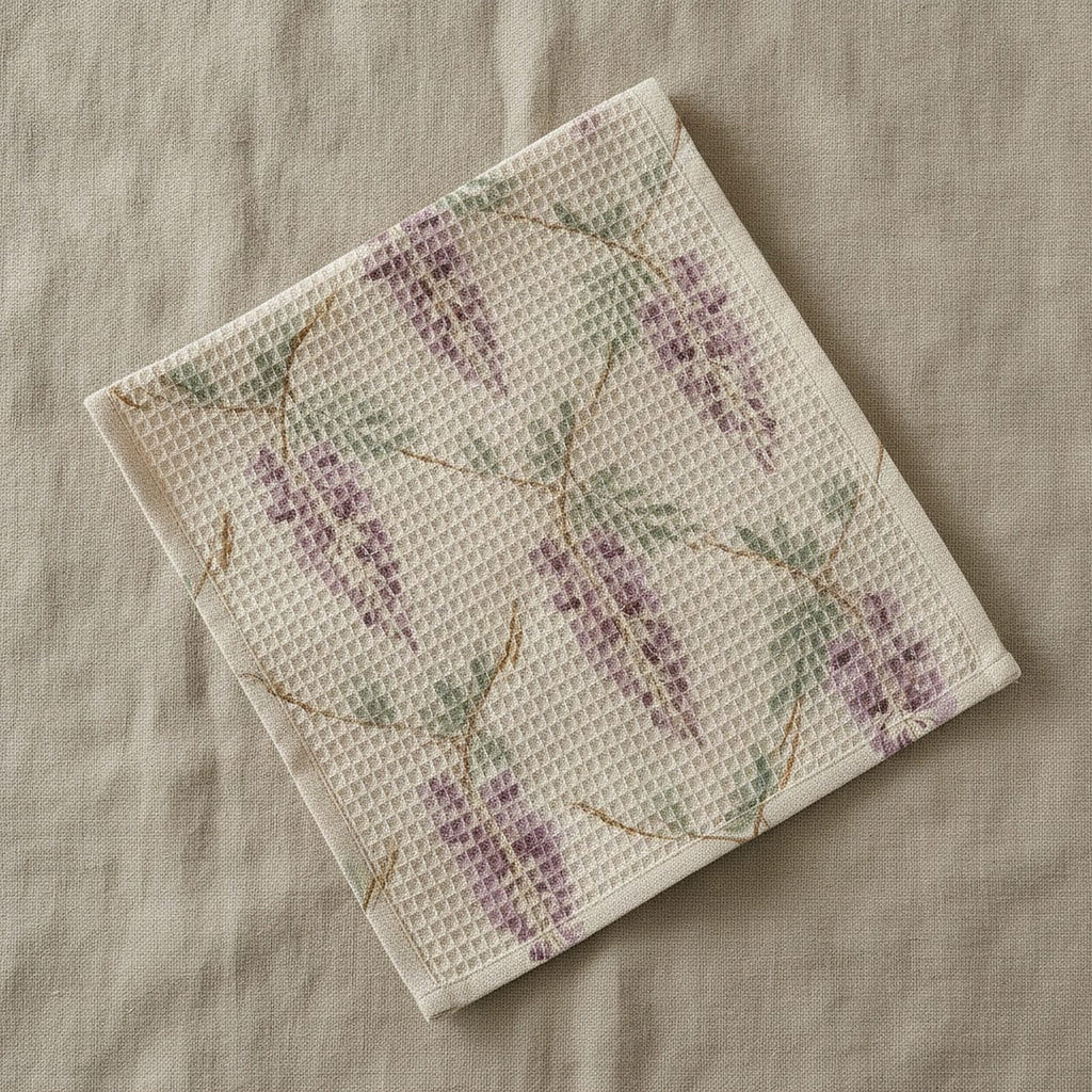 Wisteria Tea Towel — styled, 1