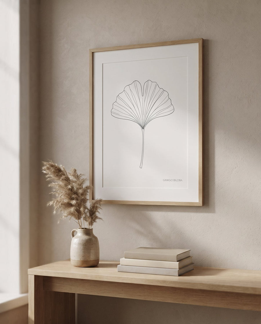 Ginkgo Biloba — Japandi print in a room, scene 1