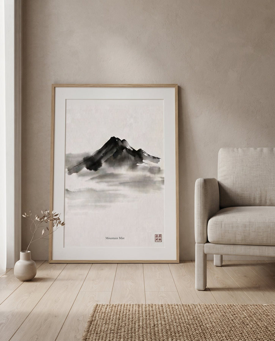 Mountain Mist — Japandi print in a room, scene 1