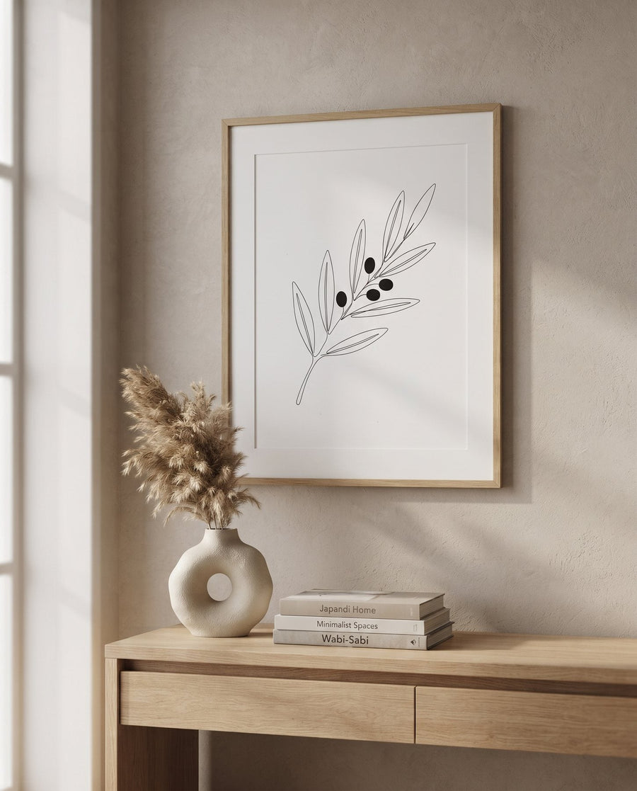 Olive Branch — Japandi print in a room, scene 1
