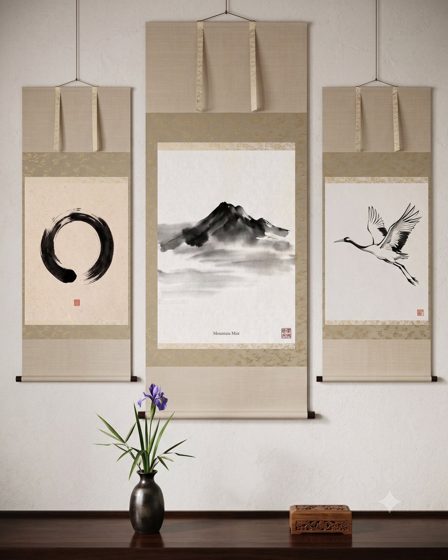 Sumi-e Essentials — Gallery Set of 3 in a room, scene 1