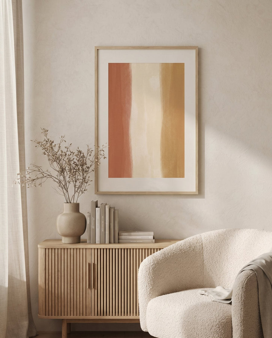 Warm Earth — Japandi print in a room, scene 1