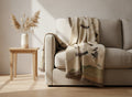 crane at dawn woven throw warm clay
