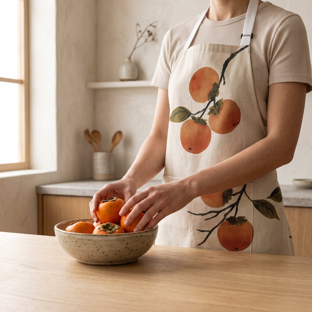 Persimmon Apron in a Japandi room — Japandi Apron by Calm & Oak