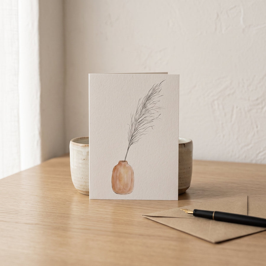 Single Stem Greeting Cards on a Japandi writing desk — Japandi Greeting Cards by Calm & Oak