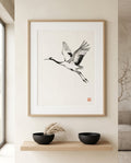 The Crane — Sumi-e Ink Japandi art print