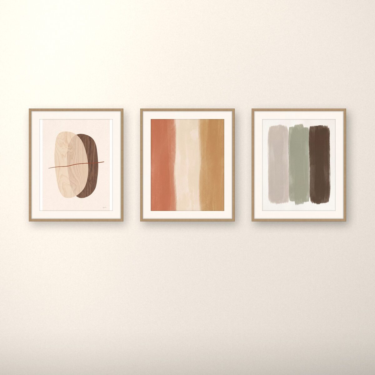Tonal Study Japandi gallery wall set of three